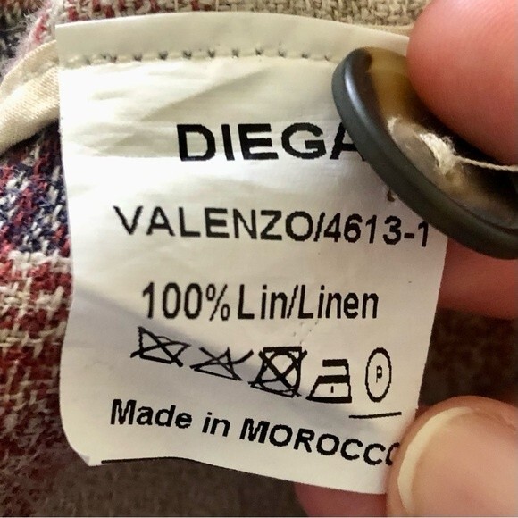 Diega Plaid Linen Valenzo Jacket Red Gray Cream Size Small - Picture 6 of 6